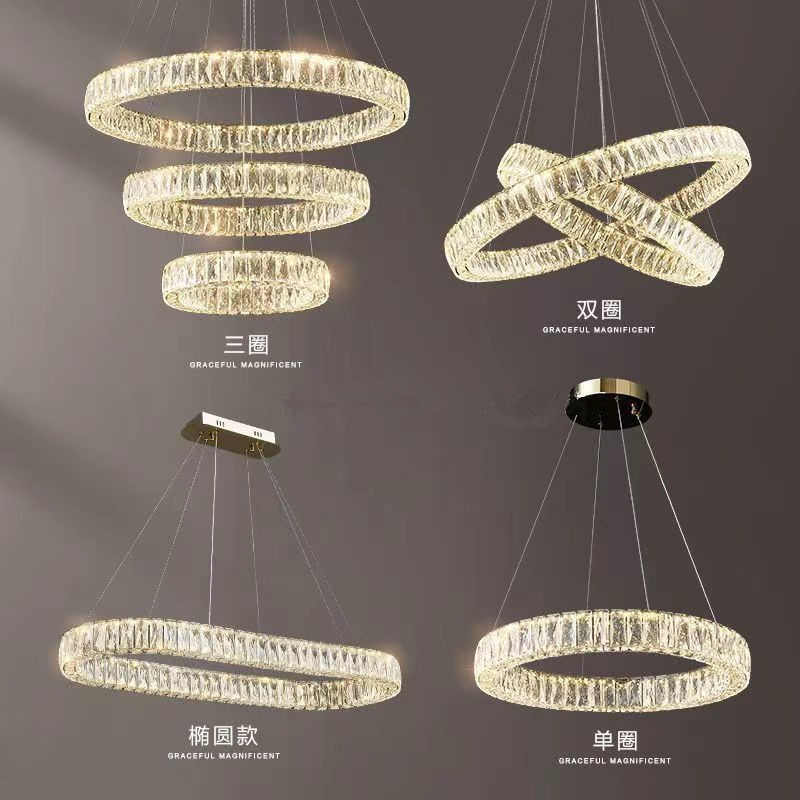 Modern LED Chandeliers Crystal Chandelier 3 Ring Round Pendant Lighting ...