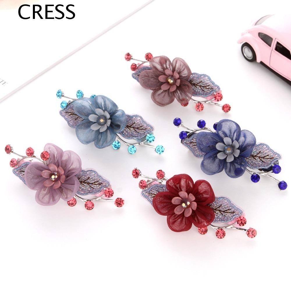 CRESS Women Spring Clip, Ponytail Clip Flower Hairpin Korean Bun Snood ...