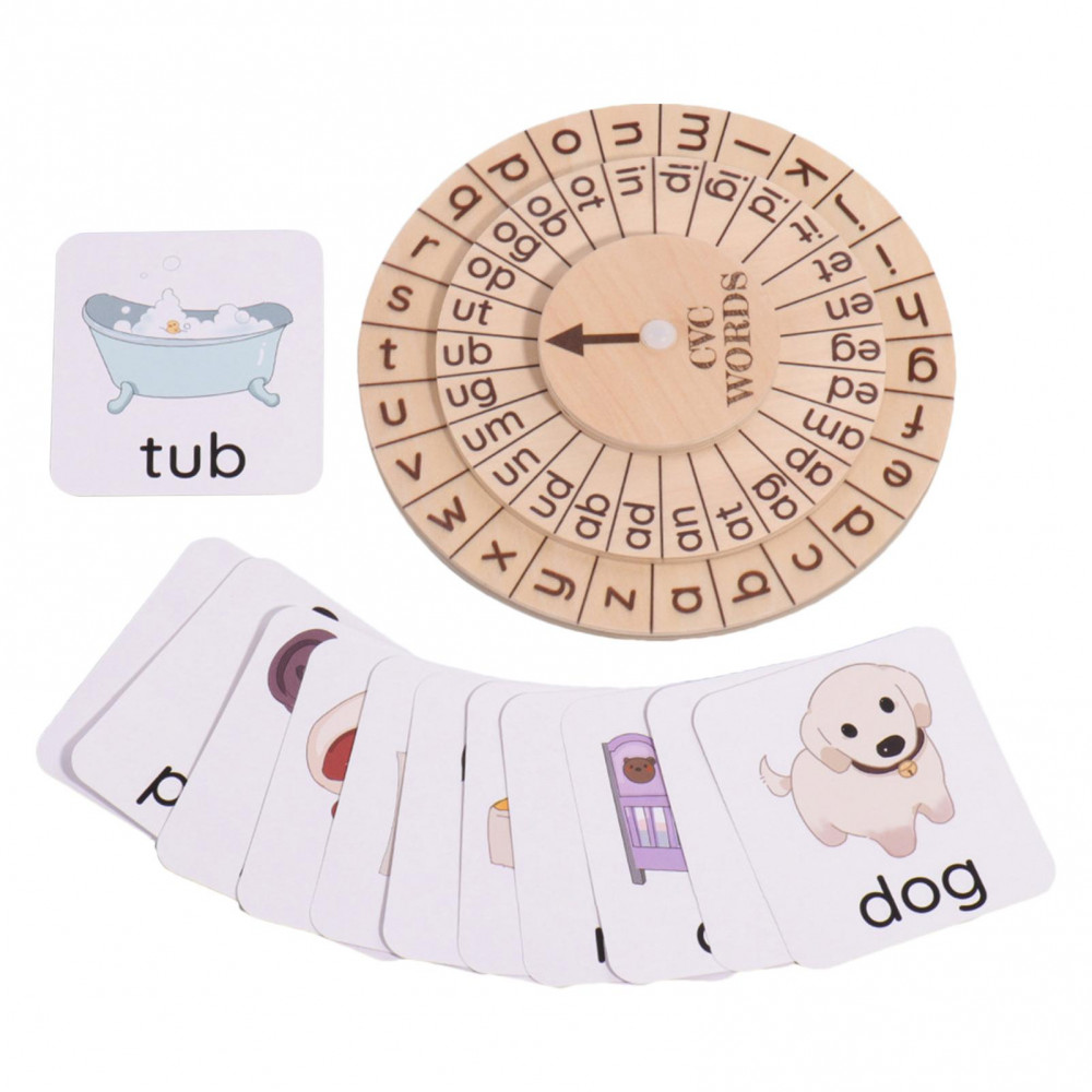 YL Wooden Reading Blocks Turntable Montessori Spinning Alphabet ...