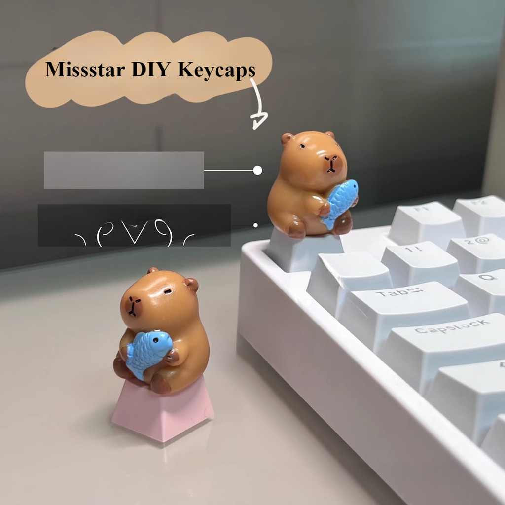 Personalized Keycaps Cute Cartoon Capibala Fish Hugging Keycaps for ...