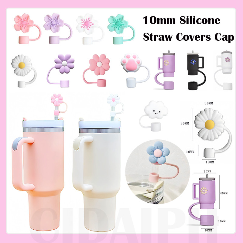 10mm Silicone Straw Covers Cap Reusable Straw Toppers Accessories Straw ...