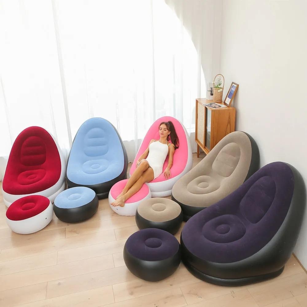 Portable lazy inflatable sofa, outdoor beach inflatable bed, outdoor ...