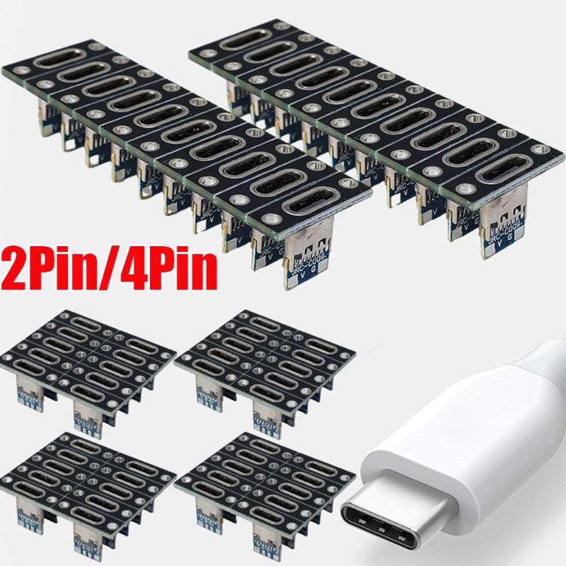 5pcs TYPE-C Female Charging Port - 2Pin 4Pin Female Connector Jack ...