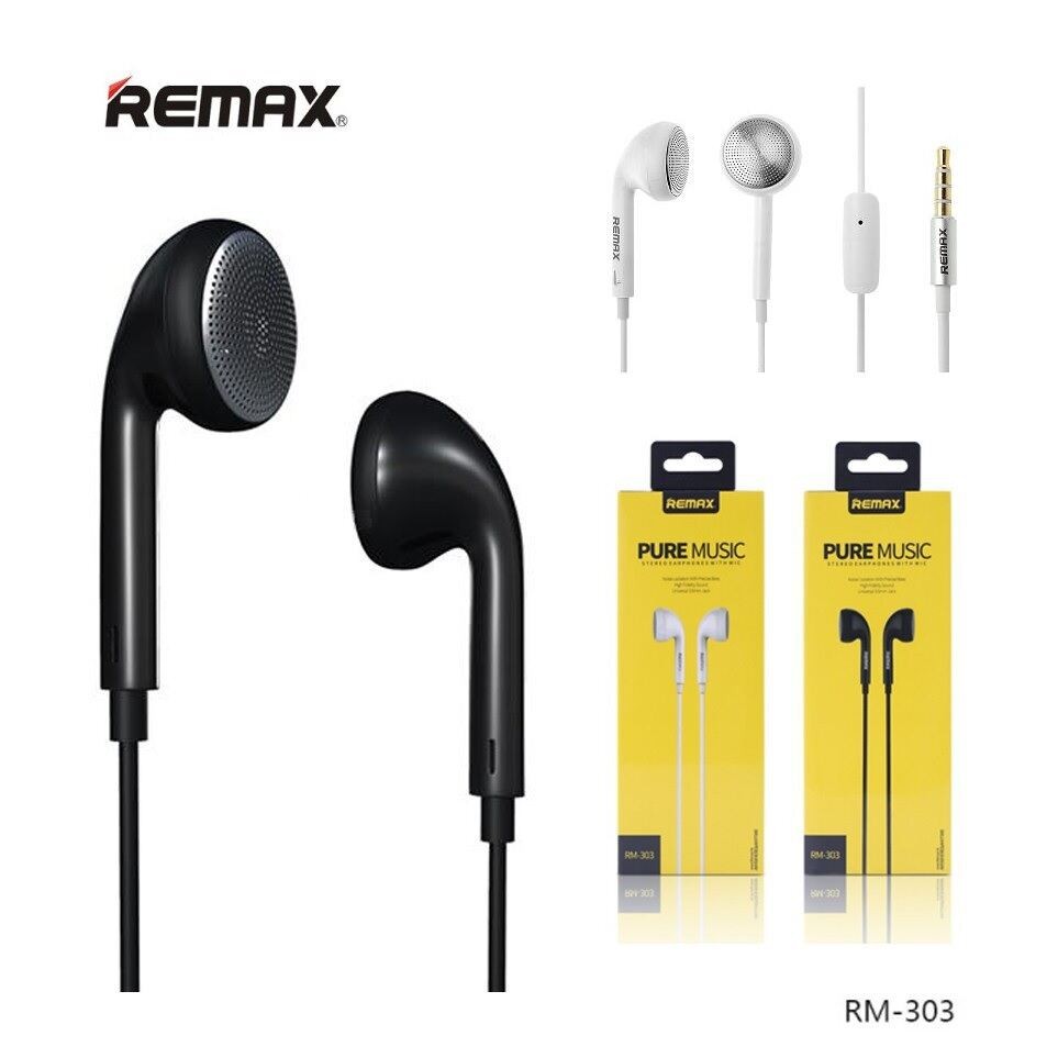 Remax RM-303 Earphone Original Remax Pure Music Headphone Headset With ...