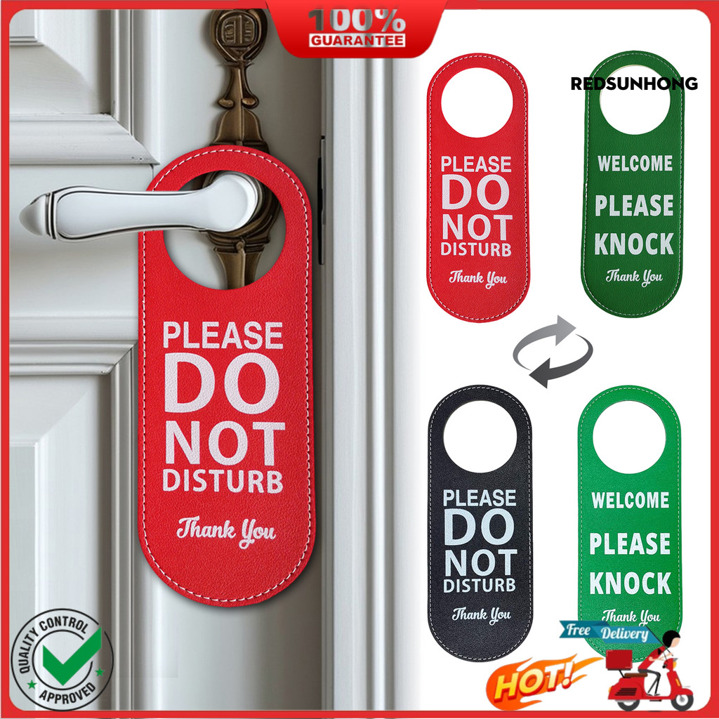 COD→ Do Not Disturb Door Hanger Double-sided Faux Leather Welcome ...