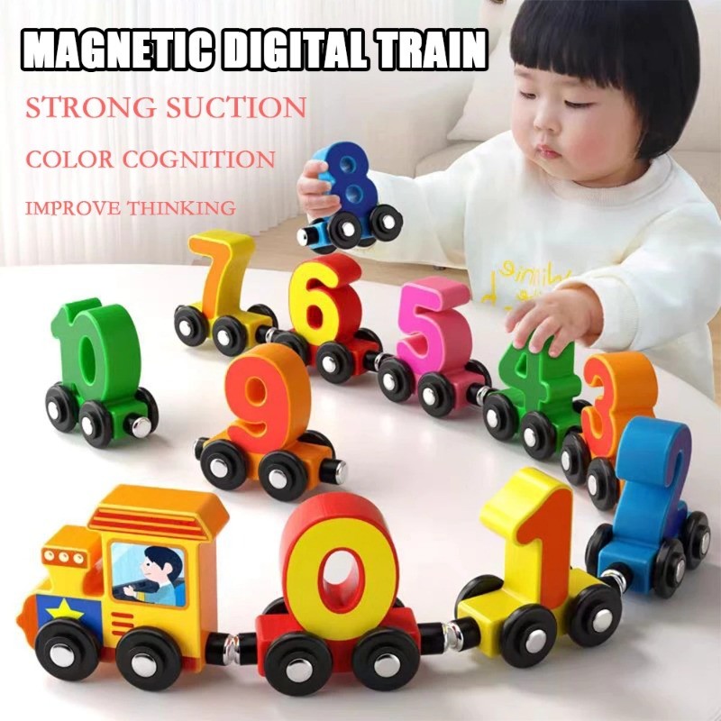 12PCS Magnetic Number Train Toy Set Early Childhood Educational ...