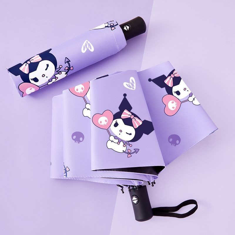 Kuromi Automatic Umbrella Female Student Rain or Rain Dual-use Folding ...