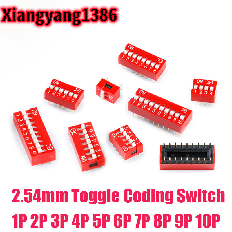 50 Interrupteurs DIP Rouges Double Rangée 1-2-3 Positions - Pas 2.54mm - Uxcell Neuf