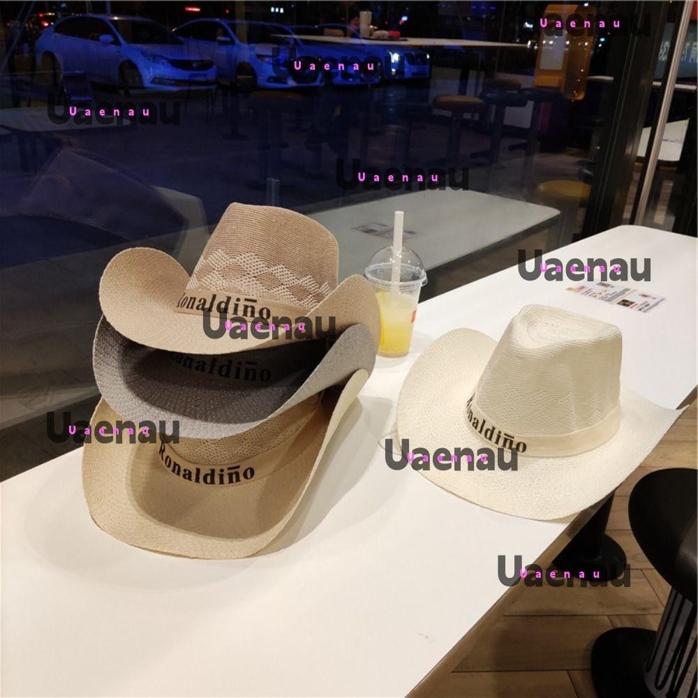 UAENAU Handwoven Straw Cap Outdoor Breathable Western Cowboy Hat Fashion Men Women Foldable Summer Sun Hat