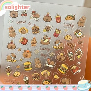 SOLIGHTER 1/10pcs Capybara Nail Sticker, Cute Cartoon Brown Capibala ...