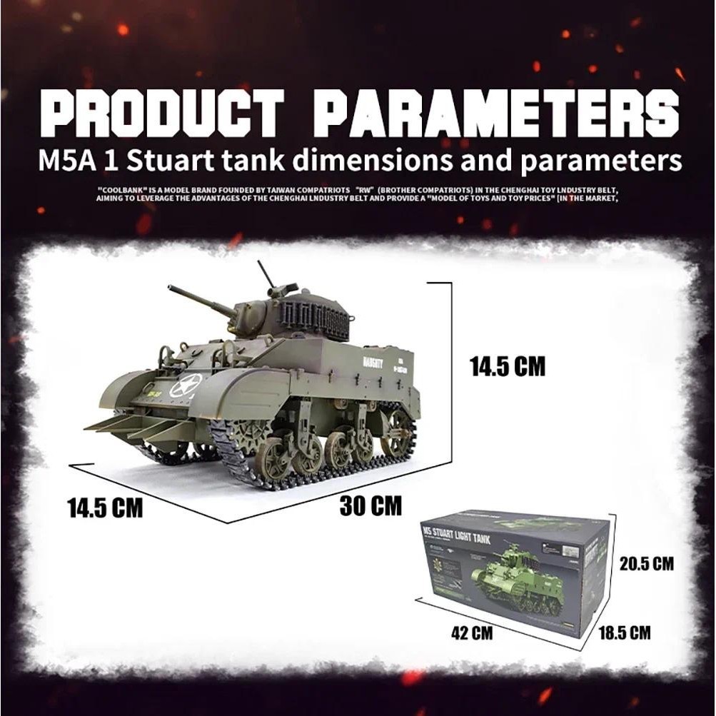 1/16 RC Tank U.S. M5A1 Stuart Light Tank Model 2.4G Military Vehicle ...