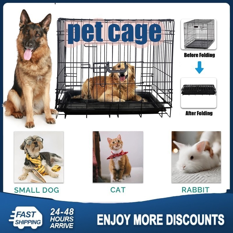 Dog cage with Poop pet collapsible cage tray heavy duty pet cages cat ...
