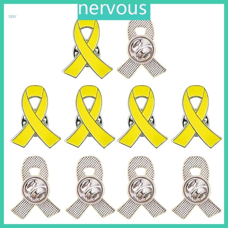 NERV Set of 10 Yellow Ribbon Brooch Health Consciousness Badges Stylish ...