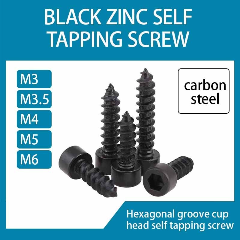 8.8 grade black hexagonal self tapping screw, internal hexagonal self ...