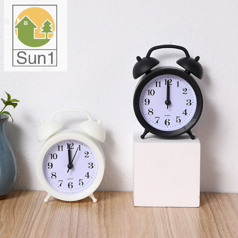 Sun1>Double Bell Clock Accurate Timekeeping Operated Mini Round Bedside ...