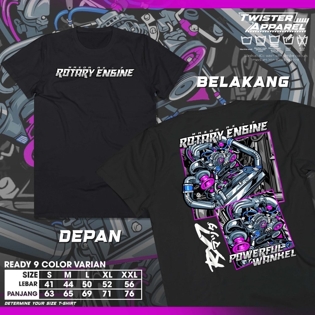 Tshirt Rotary Engine Powerful Mazda RX7 RX 7 Wankel Machine Shirt