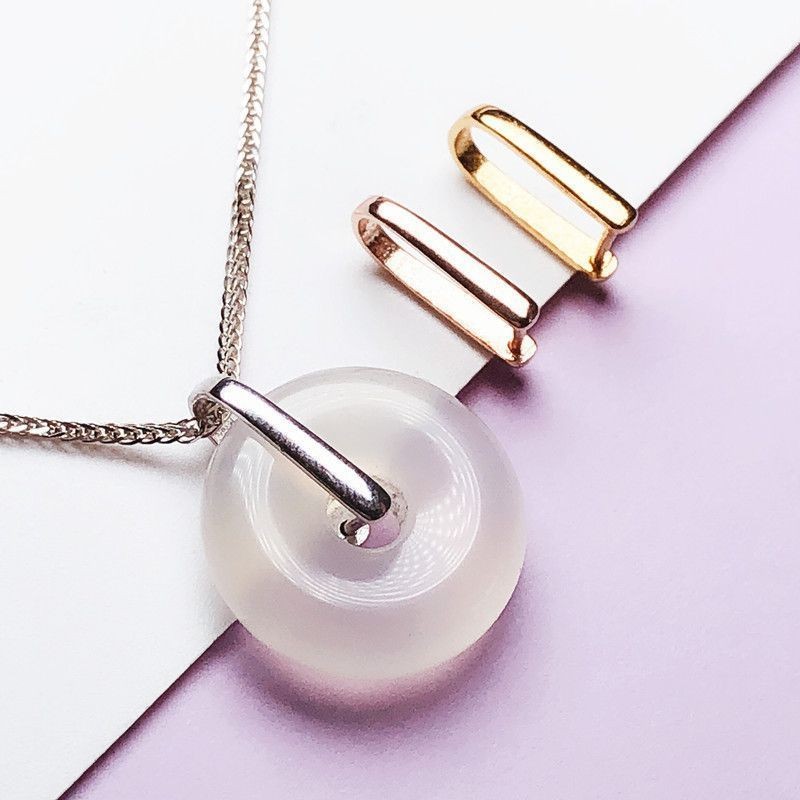 925 silver plating Pendant Clasp|Peace Buckle Buckle Head Large and Small  Simple U-shaped Buckle Silver-plated Buckle Head Men and Women Pendant Clip 