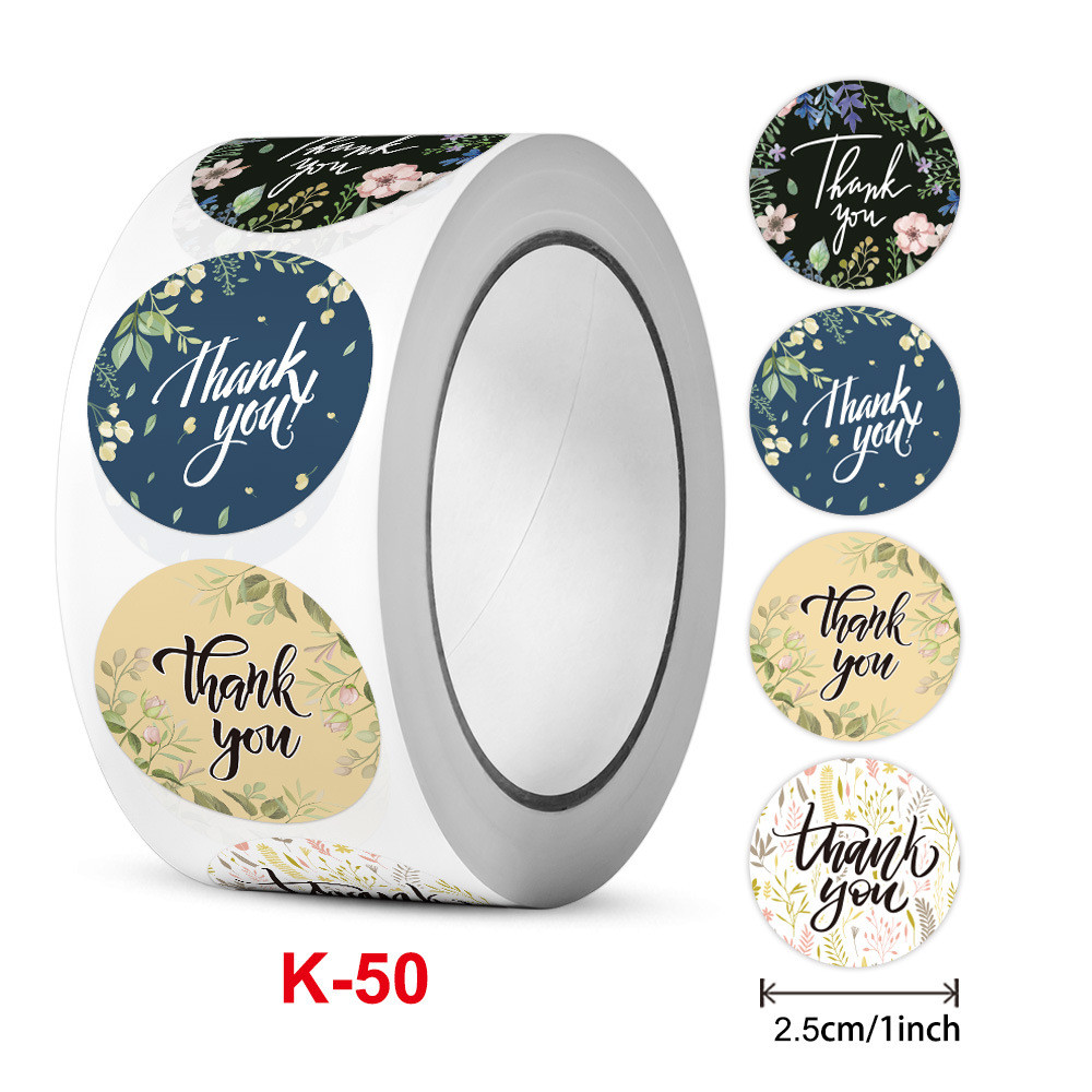 500Pcs/roll Circular Packaging Stickers Round Waterproof Thank You Seal ...