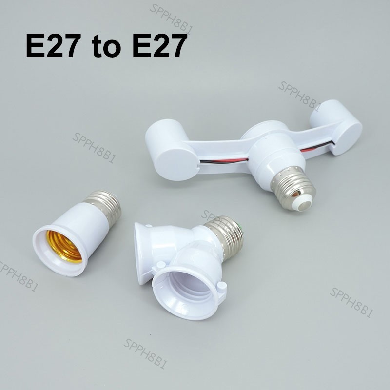 110v 220v E27 to 2 E27 head Extended LED Lamp base Holder Bulbs power ...