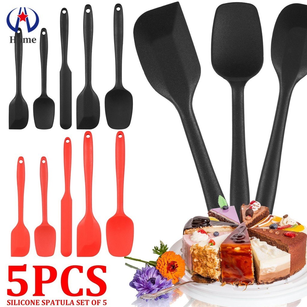 5Pcs Silicone Spatula Set Heat Resistant Food Scraper Non Stick Kitchen ...