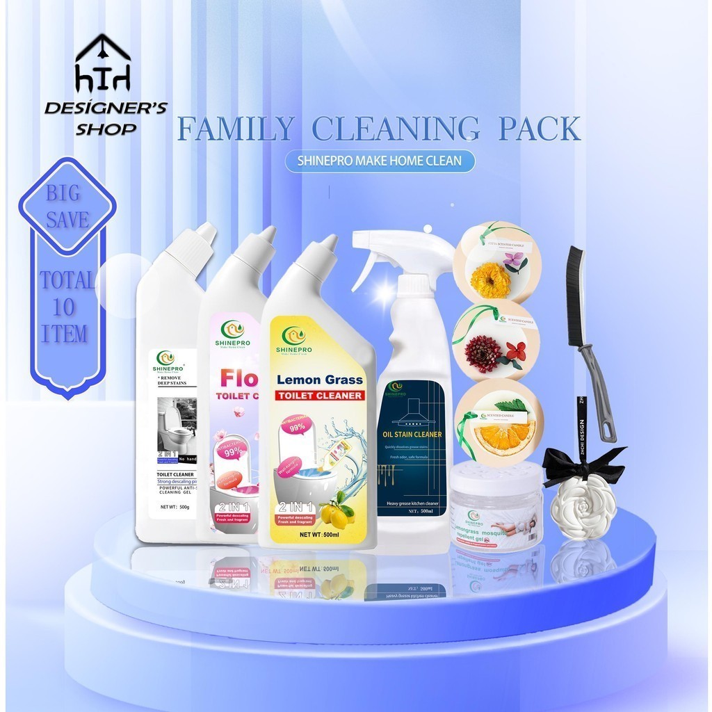 SHINEPRO FAMILY CLEANING PACK (TOTAL 10 ITEM) | Shopee Philippines