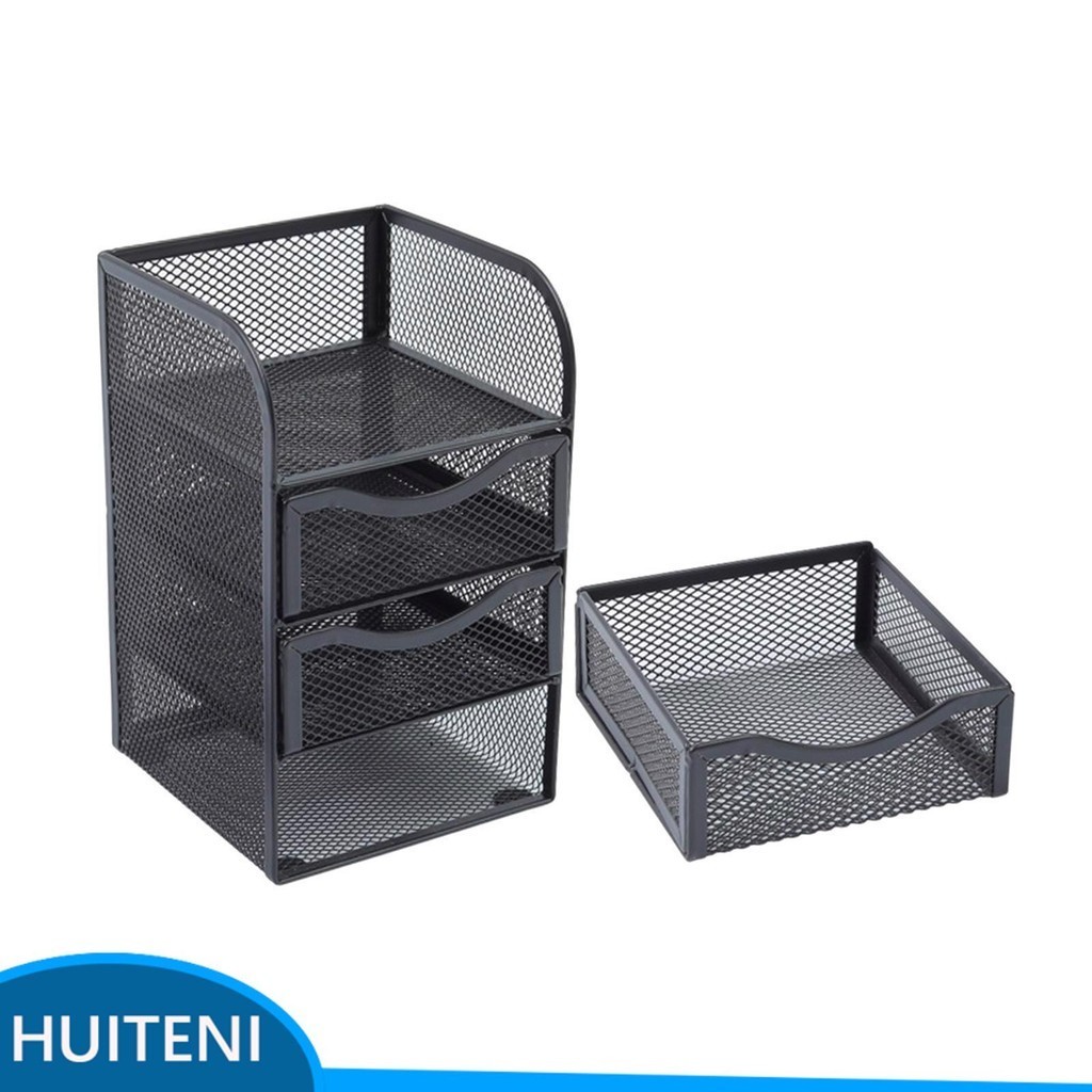 1/2 Metal 3-Tier Letter Tray Organizer with Sliding Drawer Stylish and ...