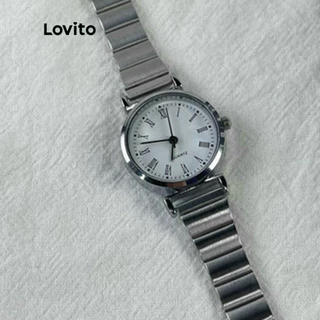 Lovito Casual Plain Texture Metal Digital Quartz Watch for Women LNA13089 (Silver)