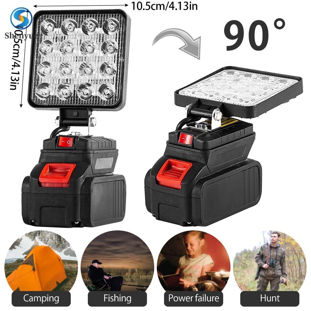 Flood Work Light 18v 20v 27w 4inch Square Led Light 90° Rotatable Job 