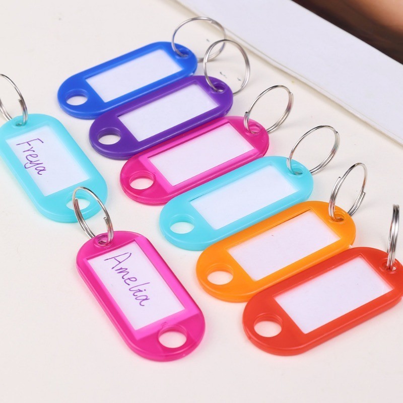 10/50Pcs Colorful Plastic Keychain Key Tags Label / ID Label Name Tags ...