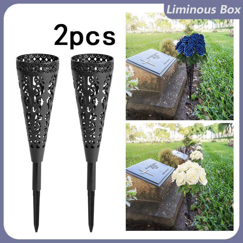 2pcs Cemetery Flower Holder Outdoor Grave Hollow Flower Vase Plastic ...