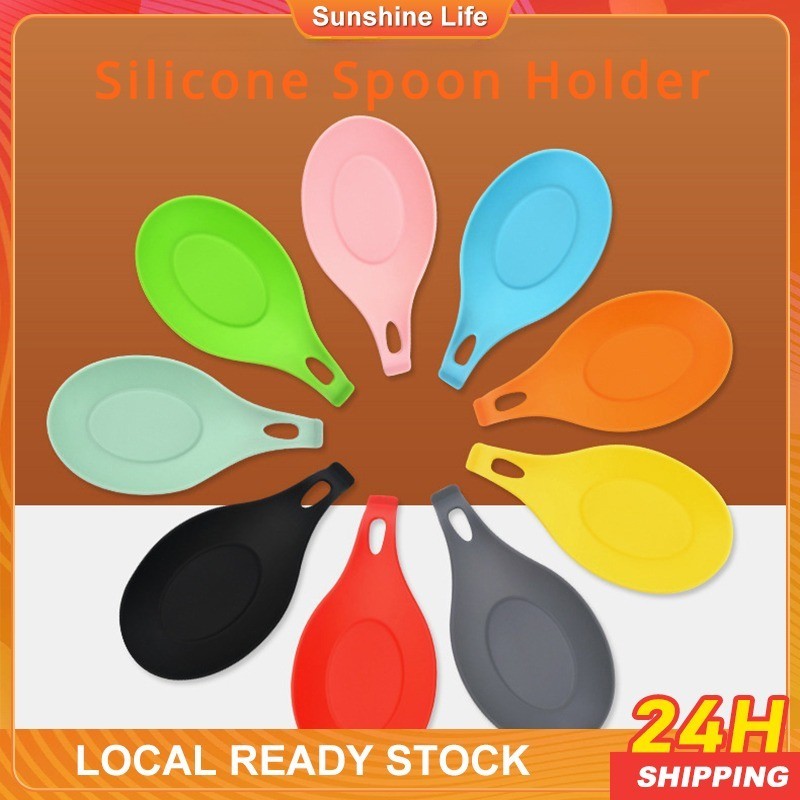 20cm Soft Silicone Single Spoon Rest for Serving Spoons, Kitchen ...
