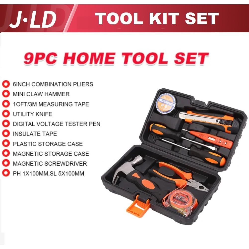 9 In 1 Multifunctional Home Repair Tool Set Pliers Cutter Hammer Tape ...