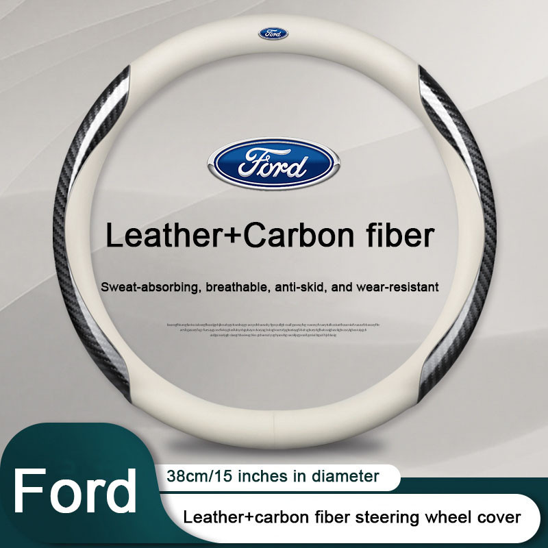 Car Carbon fiber Leather Steering Wheel Cover Suitable For 38CM Anti