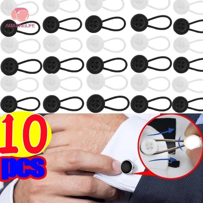 2/10 Pcs Collar Extenders Elastic Button - Simple No Sewing Cufflinks ...