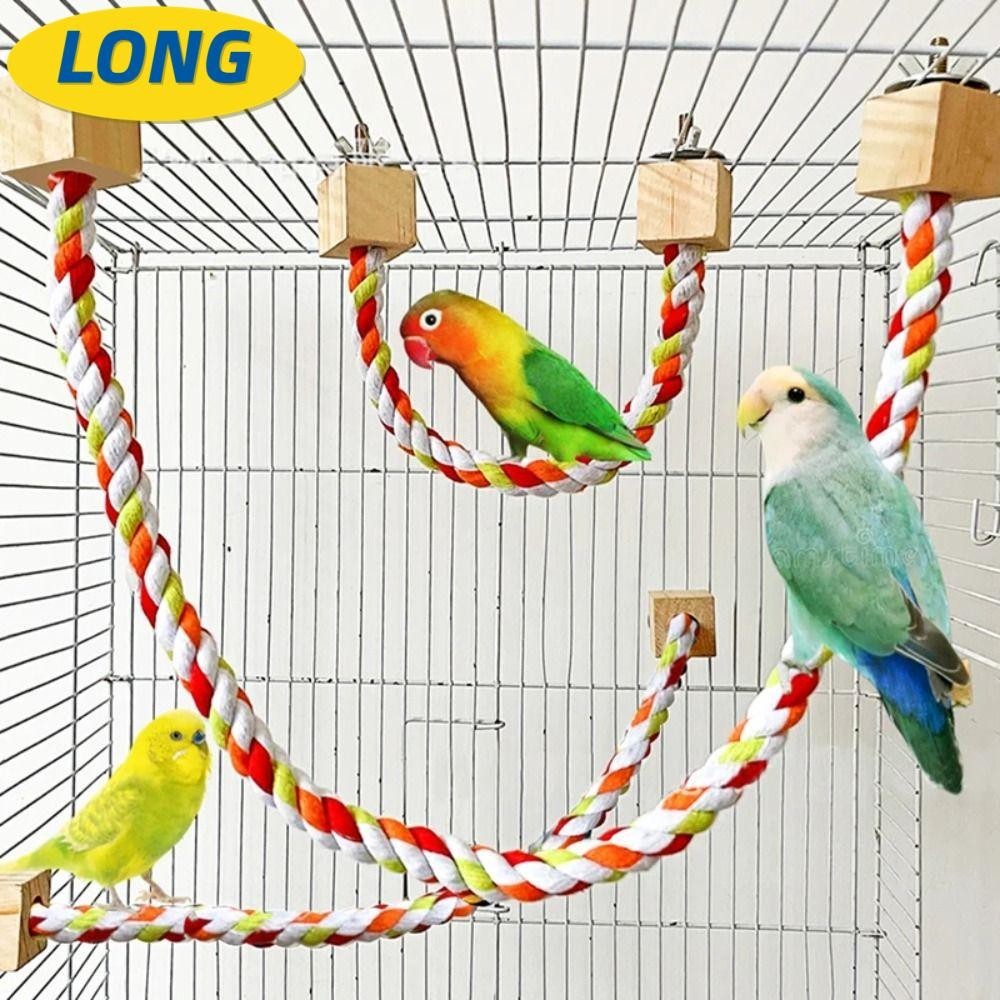 LONNGZHUAN Pet Bird Bite Toys, Wood Parrot Color Cotton Rope Toys ...