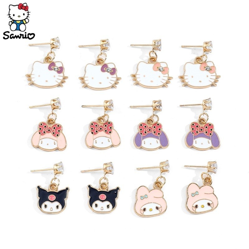 Sanrio Kawaii 925 Silver Needle Cartoon Earrings Cute Kuromi My Melody ...