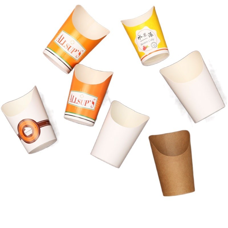 Disposable slanted French fries cup egg waffle string snack packaging ...