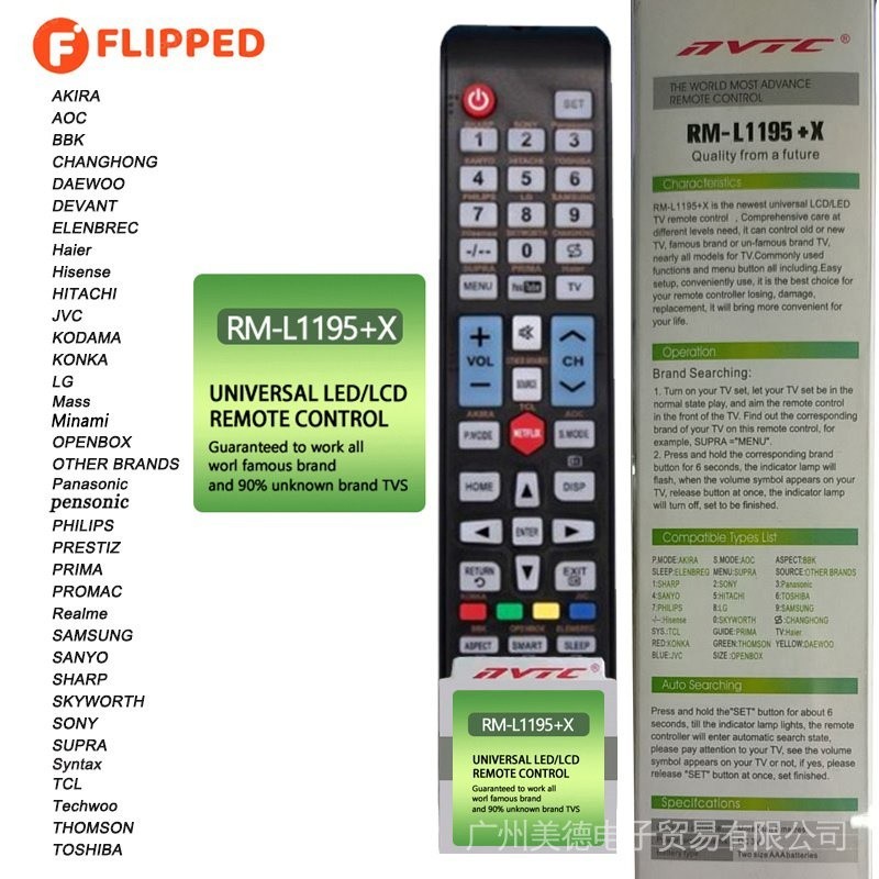 GG+RM-L1195+X Remote control Suitable for LED / LCD TV Smart Television ...