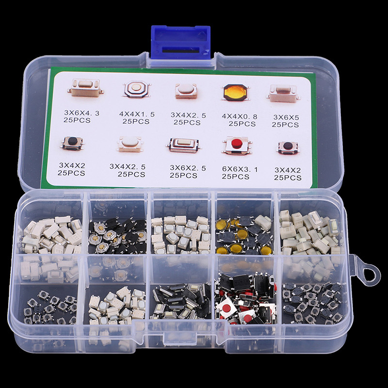 Pro 250Pcs 10 Types Tactile Push Button Switch Car Keys Button Touch ...
