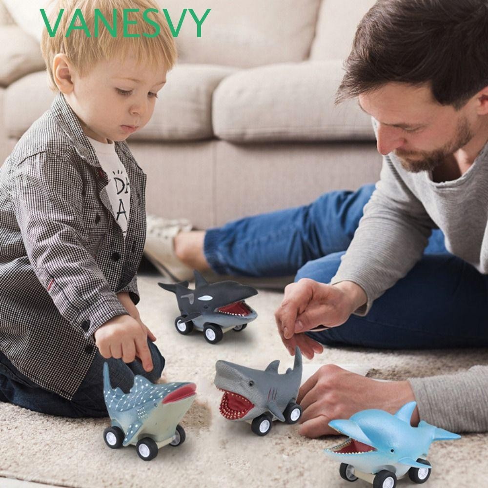 VANESVY Press and Go Car Toy, Great White Shark Whale Shark Dolphin ...