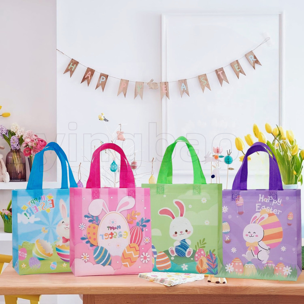 4Pcs Easter Gift Bags with Handles Non-Woven Easter Gift Bags for Kids ...