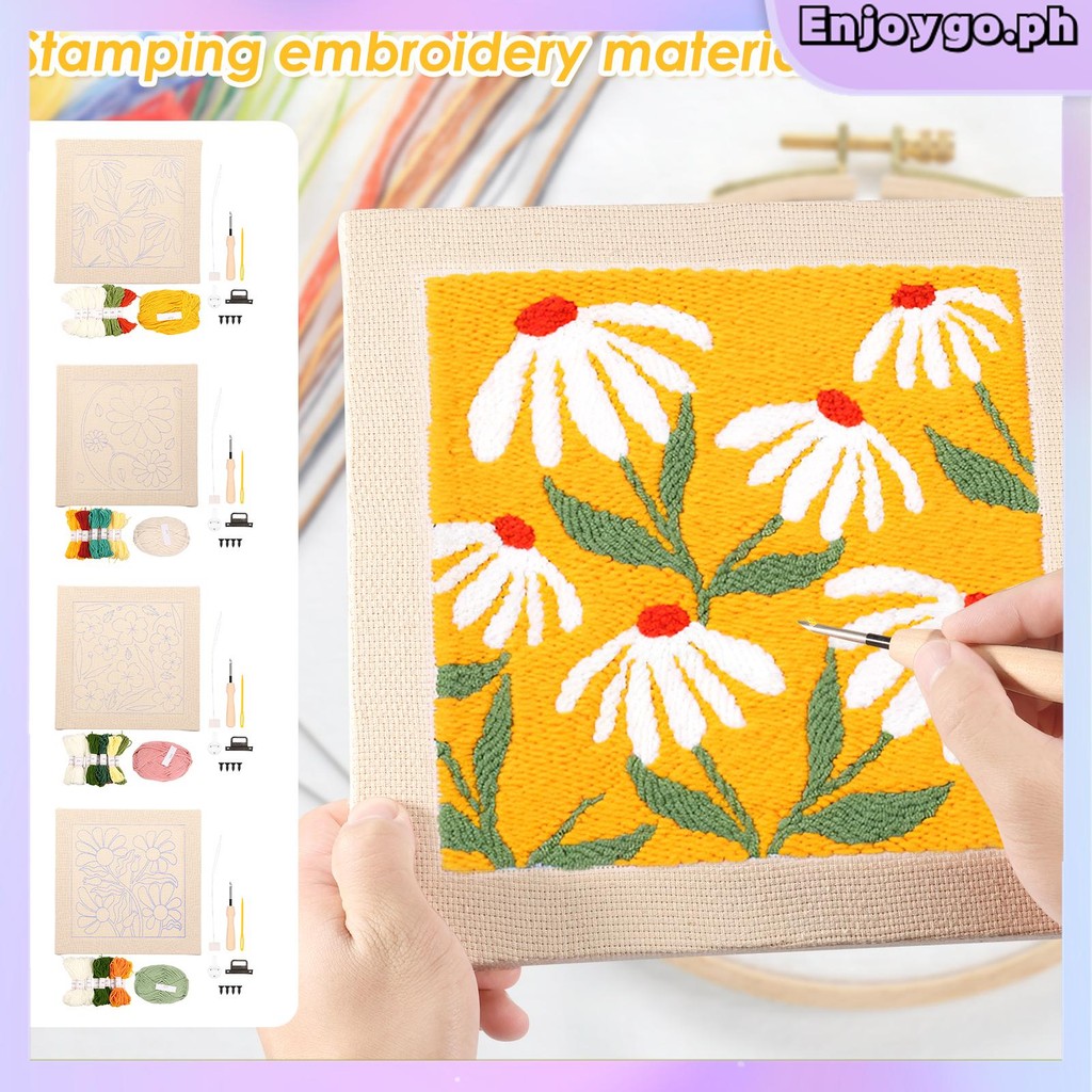 Punch Needle Starter Kits DIY Flower Embroidery Punch Needle Set for ...
