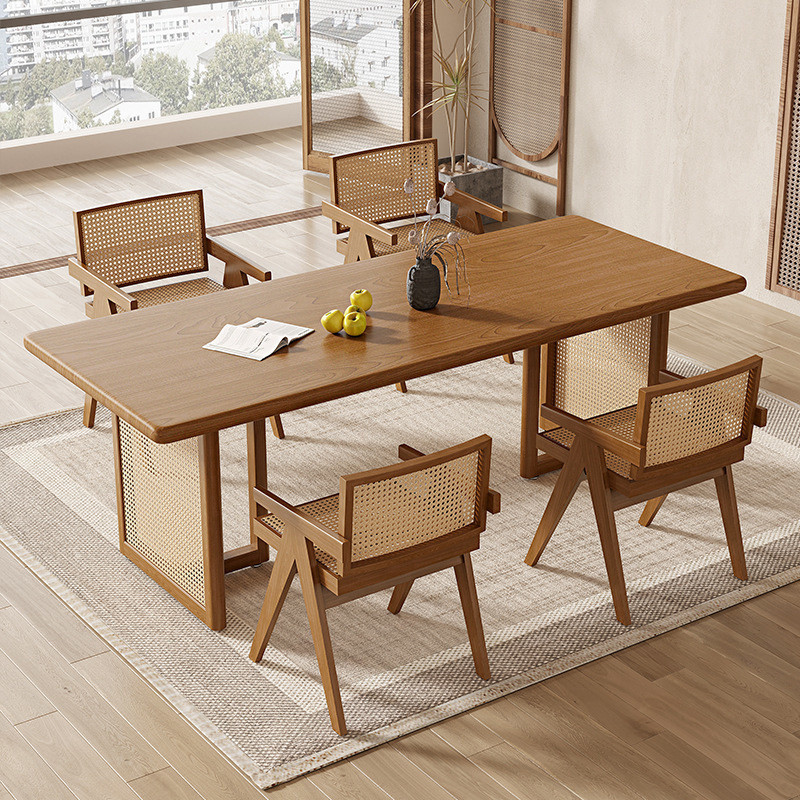 Solid Wood Dining Table Minimalist Homestay Rectangular Dining Table ...