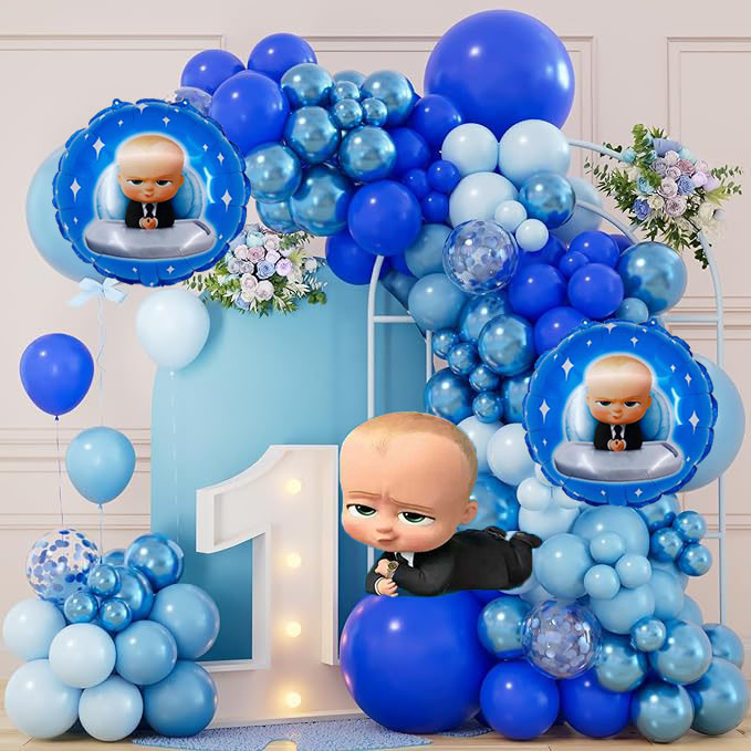 Baby Boss Balloon Set with Blue Metallic Blue Confetti Balloons for ...