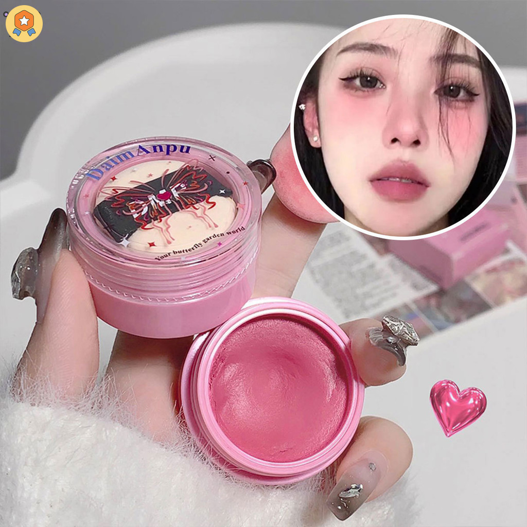 6 Colors Butterfly Girl Blush Cream with Puff Matte Natural Makeup ...