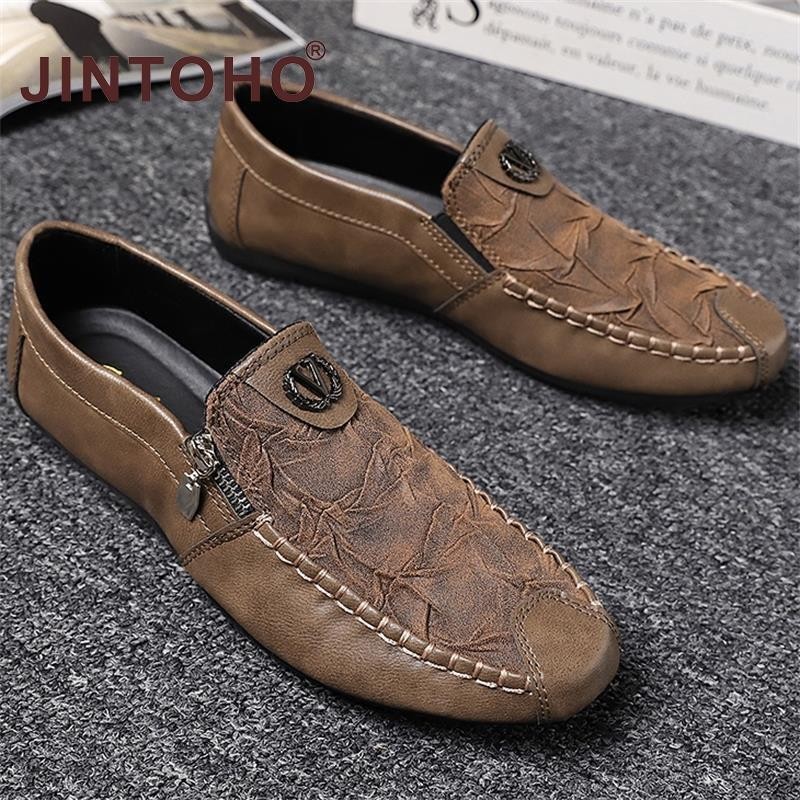 JINTOHO Leather Men Shoes Casual Loafers Light Breathable Men's Flats ...