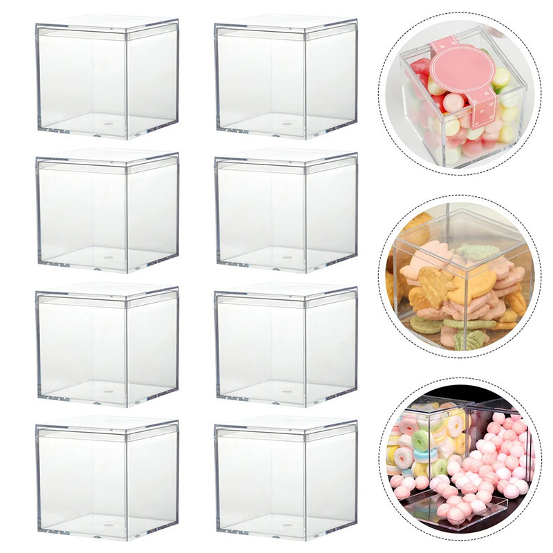 Square Candy Storage Box with Lid - Mini Transparent Cube Box - Jewelry ...