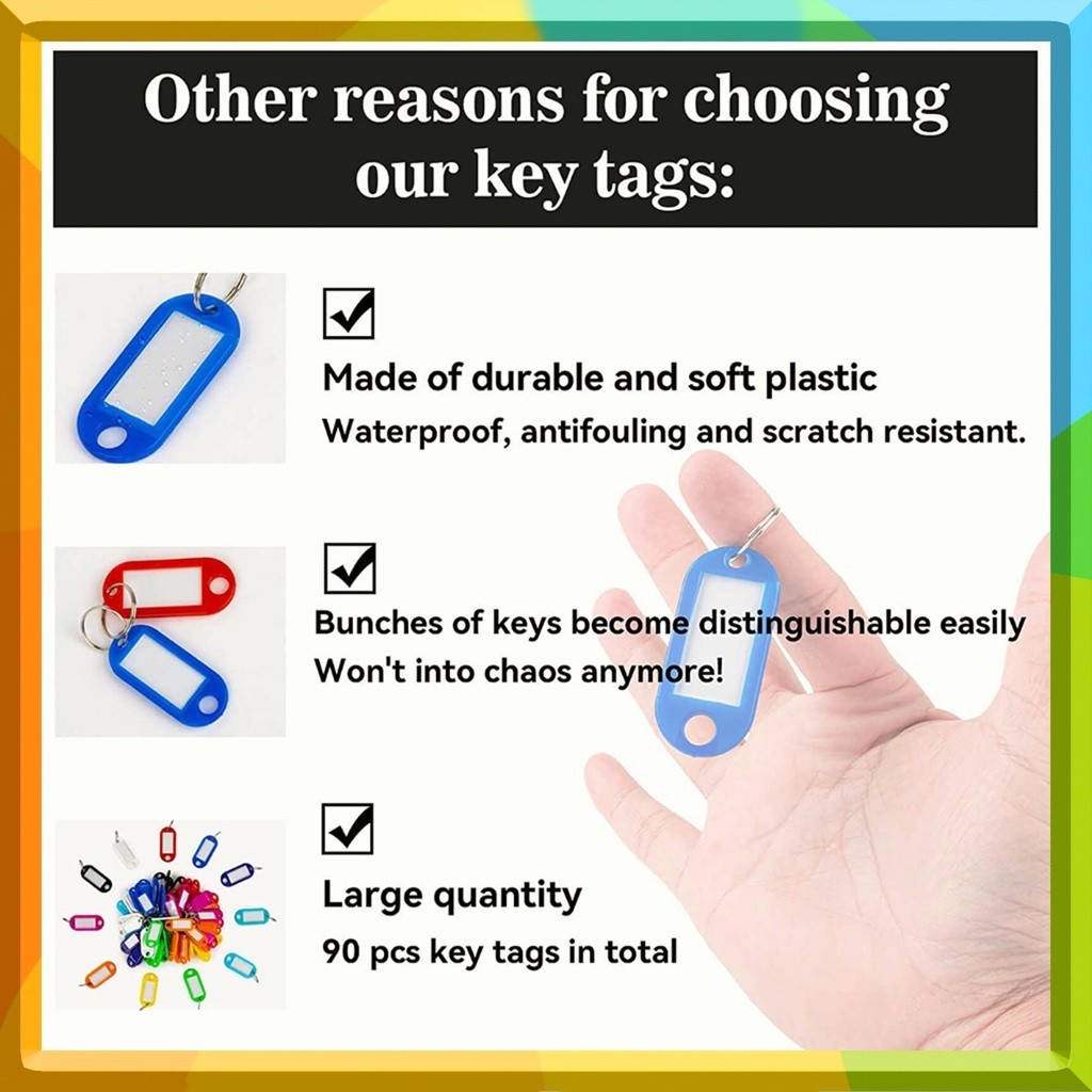 50PCS Key ID Tag Plastic Key Tags ID Label Name Key Holder Key Tags ...