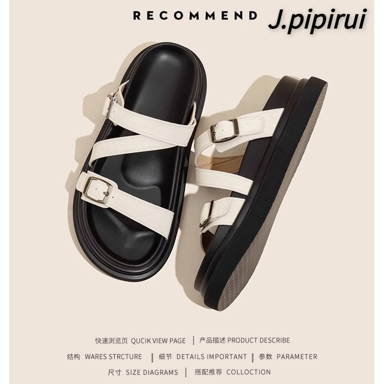 Flat Buckle Sandals Womens New Platform Sports Sandals All Matching Slippers Womens Outer Wear 2827