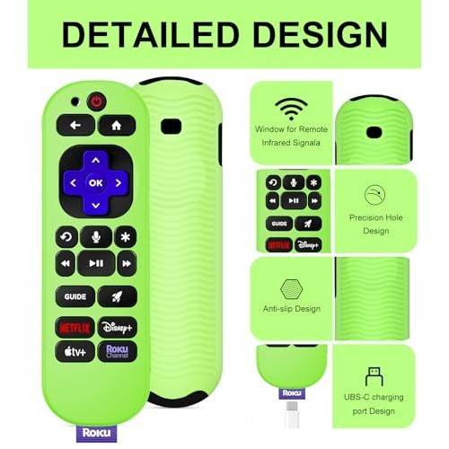 For Roku Voice Remote Pro (2nd Edition) Silicone Remote Control Case ...